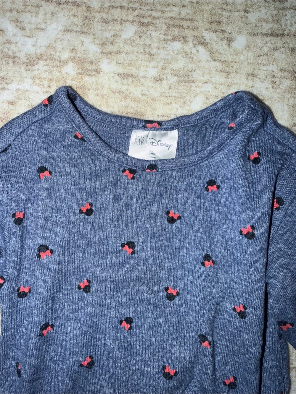 Baby GAP x Disney Navy Blue Long Sleeve Tee with Minnie Mouse and Bows